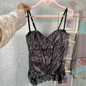 vintage pink lace victorias secret corset top